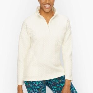 T By Talbots Quilted 3/4 Zip Ivory Pullover 3xl Top Women’s Zip Mockneck